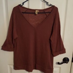 Women's burgundy shear sweater